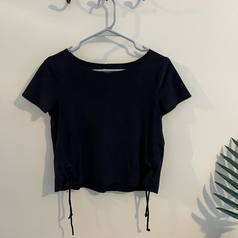 Hollister Faux Suede Crop Tee